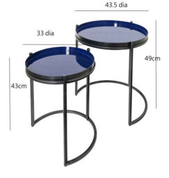 Aspect Furniture Hannah Round Metal Tray Top Nest Of 2 Tables, Grey/blue - thumbnail 7