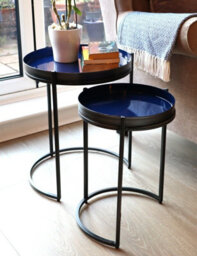 Aspect Furniture Hannah Round Metal Tray Top Nest Of 2 Tables, Grey/blue - thumbnail 2