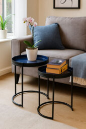 Aspect Furniture Hannah Round Metal Tray Top Nest Of 2 Tables, Grey/blue - thumbnail 3