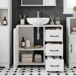 White Under Sink Cabinet Bathroom Basin Unit Cupboard Storage Furniture - thumbnail 6