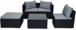 Evre Black 4 Seat Rattan Outdoor Garden Furniture Set - Malaga With Coffee Table And Weatherproof Cover - Inc Weekend Delivery - thumbnail 4