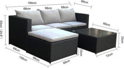 Evre Black 4 Seat Rattan Outdoor Garden Furniture Set - Malaga With Coffee Table And Weatherproof Cover - Inc Weekend Delivery - thumbnail 7