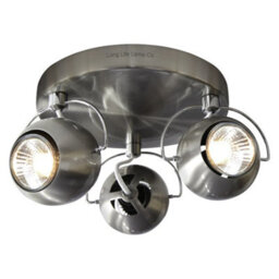 Long Life Lamps Company Brushed Chrome 3 Way Adjustable Eyeball Ceiling Spotlight Gu10 - thumbnail 1