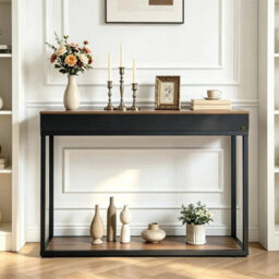 2-Tier Console Table Wireless Bluetooth Table Versatile Sofa Side Storage Table - thumbnail 1