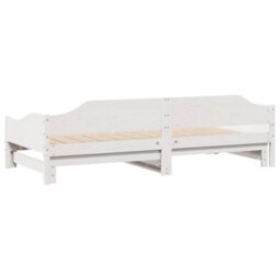 Berkfield Daybed With Trundle Without Mattress White 90X190 Cm Single Solid Wood - thumbnail 9