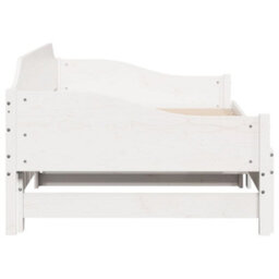 Berkfield Daybed With Trundle Without Mattress White 90X190 Cm Single Solid Wood - thumbnail 8
