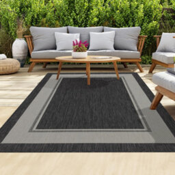 Homeart Outdoor Rugs Easy Cleaning Area Rugs For Balcony,garden,picnic,uv Weather Resistant  Anthracite Cream 80 X 150 Cm