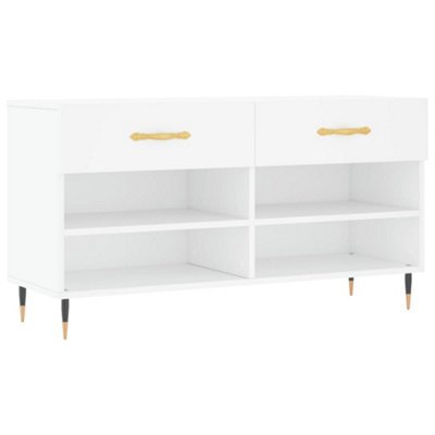 Berkfield Industrial Shoe Bench White 102X35X55 Cm Engineered Wood - image 1