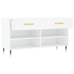 Berkfield Industrial Shoe Bench White 102X35X55 Cm Engineered Wood - thumbnail 5