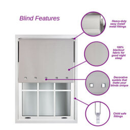 Furnished Blackout Roller Blinds With Square Eyelets And Metal Fittings- Red Trimmable (W)65Cm (L)165Cm - thumbnail 9