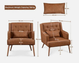 Tub Chair Accent Chair Living Room Chair With Lumbar Pillow Mid-Century Armchair - thumbnail 4