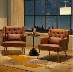 Tub Chair Accent Chair Living Room Chair With Lumbar Pillow Mid-Century Armchair - thumbnail 3