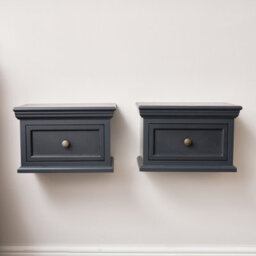Melody Maison Pair Of Navy Black Wall Mounted Bedside Tables - Daventry Navy Black Range - thumbnail 5