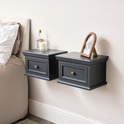 Melody Maison Pair Of Navy Black Wall Mounted Bedside Tables - Daventry Navy Black Range