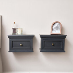 Melody Maison Pair Of Navy Black Wall Mounted Bedside Tables - Daventry Navy Black Range - thumbnail 4