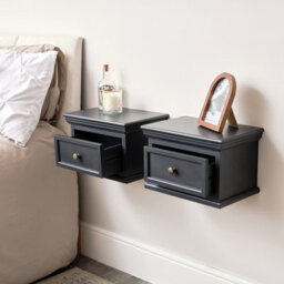 Melody Maison Pair Of Navy Black Wall Mounted Bedside Tables - Daventry Navy Black Range - thumbnail 3