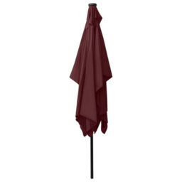 Berkfield Parasol With Leds And Steel Pole Bordeaux Red 2X3 M - thumbnail 6
