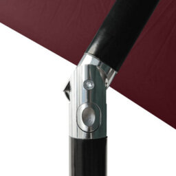 Berkfield Parasol With Leds And Steel Pole Bordeaux Red 2X3 M - thumbnail 7