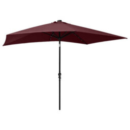 Berkfield Parasol With Leds And Steel Pole Bordeaux Red 2X3 M - thumbnail 4