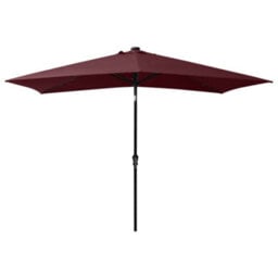 Berkfield Parasol With Leds And Steel Pole Bordeaux Red 2X3 M - thumbnail 3