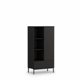 Arte Querty 03 Highboard Cabinet In Black Matt - Modern Elegance In Compact Design - W700mm X H1400mm X D410mm