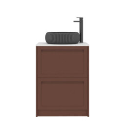 Royal Bathrooms Royal Bathroom Elmore 600mm Terracotta Clay Freestanding Bathroom Vanity Unit 2 Drawer Plain White Worktop With Milan Black Basin - thumbnail 7