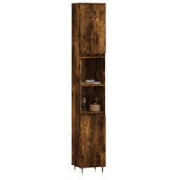 Berkfield Bathroom Cabinet Smoked Oak 30X30X190 Cm Engineered Wood - thumbnail 3
