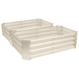Harbour Housewares Raised Garden Beds - 2X Ivory Rectangular Bottomless Metal Raised Galvanised Steel Planter Box 120 X 60Cm - thumbnail 1