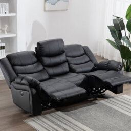 More4Homes Seattle Electric High Back Bonded Leather Recliner 3 Seater Sofa (Black) - thumbnail 9