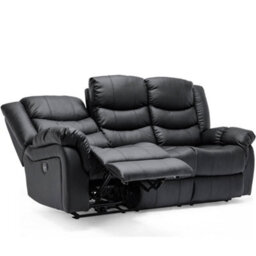 More4Homes Seattle Electric High Back Bonded Leather Recliner 3 Seater Sofa (Black) - thumbnail 3