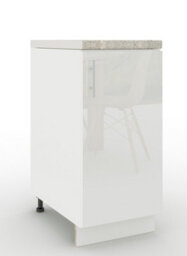 Jd Greta Adjustable Legs Kitchen Base Unit 400mm Storage Cabinet With Door Shelf 40Cm - White Gloss With Worktop - thumbnail 1