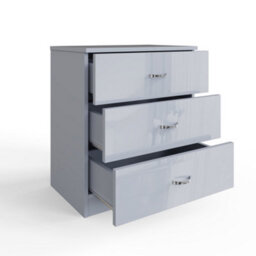 Fwstyle Chest Of Drawers 3 Drawer Grey Gloss High Shine - thumbnail 4