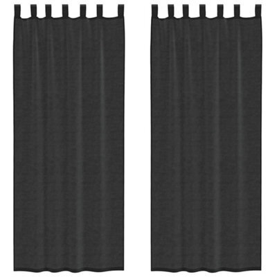 Berkfield Durable Voile Curtains With Tab Top 2 Pcs Black - image 1