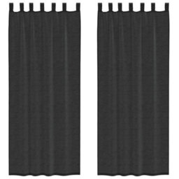 Berkfield Durable Voile Curtains With Tab Top 2 Pcs Black