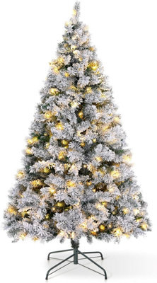 Verymerry Pre Lit Snowy Christmas Tree With Built-In Warm White Led Lights With Auto-Off Timer - 5Ft - image 1