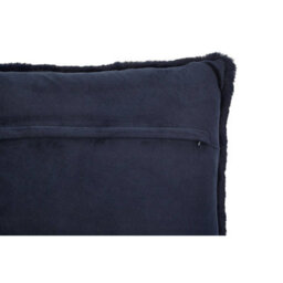 Orsina Navy Blue Faux Fur Square Cushion, Plush Feather Filled Decorative Pillow For Sofa Or Bed, Soft Faux-Suede - thumbnail 8