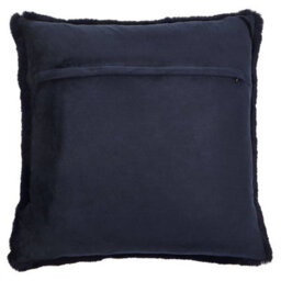 Orsina Navy Blue Faux Fur Square Cushion, Plush Feather Filled Decorative Pillow For Sofa Or Bed, Soft Faux-Suede - thumbnail 3