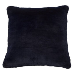 Orsina Navy Blue Faux Fur Square Cushion, Plush Feather Filled Decorative Pillow For Sofa Or Bed, Soft Faux-Suede - thumbnail 2