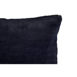 Orsina Navy Blue Faux Fur Square Cushion, Plush Feather Filled Decorative Pillow For Sofa Or Bed, Soft Faux-Suede - thumbnail 6