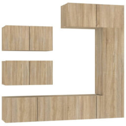 Berkfield 6 Piece Tv Cabinet Set Sonoma Oak Engineered Wood - thumbnail 2