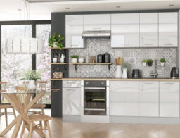 Impact Furniture White Gloss Kitchen Cabinets Set With Oven Housing 6 Unit Package Soft Close 180Cm 1.8M Modern Cupboards Ella - thumbnail 9