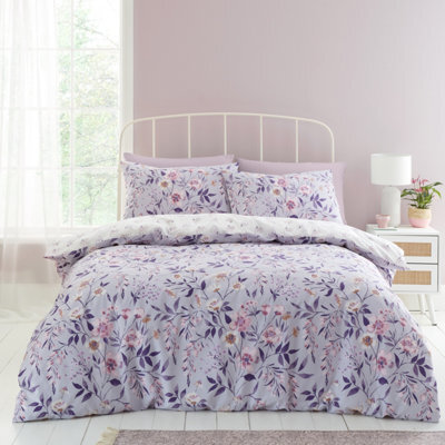 Catherine Lansfield Bedding Isadora Floral Reversible Duvet Cover Set With Pillowcases Lilac - image 1