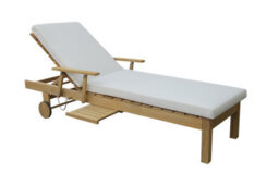 GoodHome Hever Natural Wooden Sun Lounger - thumbnail 1