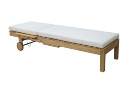 GoodHome Hever Natural Wooden Sun Lounger - thumbnail 2