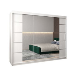 Arte Verona 04 Contemporary 3 Mirrored Sliding Door Wardrobe 9 Shelves 2 Rails White Matt (H)2000mm (W)2500mm (D)620mm - thumbnail 1