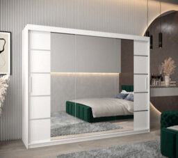 Arte Verona 04 Contemporary 3 Mirrored Sliding Door Wardrobe 9 Shelves 2 Rails White Matt (H)2000mm (W)2500mm (D)620mm - thumbnail 2