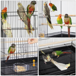 Yaheetech Black Bird Cage Flight Cage Extra Space W/ Slide-Out Tray And Wood Perches - thumbnail 6