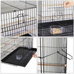 Yaheetech Black Bird Cage Flight Cage Extra Space W/ Slide-Out Tray And Wood Perches - thumbnail 5