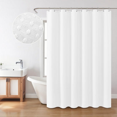 INHOUSOLU HOME DÉCOR Inhousolu Home Decor Luxury Fabric Shower Curtain Heavy Duty Waffle Weave 230 Gsm Water Repellent Machine Washable - image 1