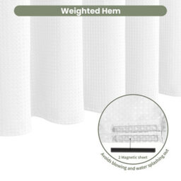 INHOUSOLU HOME DÉCOR Inhousolu Home Decor Luxury Fabric Shower Curtain Heavy Duty Waffle Weave 230 Gsm Water Repellent Machine Washable - thumbnail 6